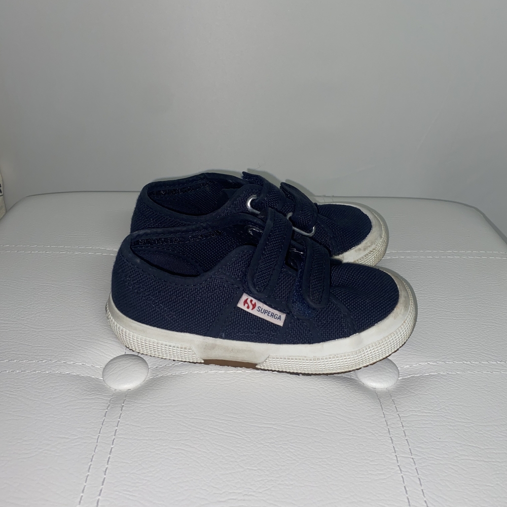 Superga Kids Dark Blue Velcro Sneakers Toddler Size 10 (EU Size 27) 6.5 Inches.